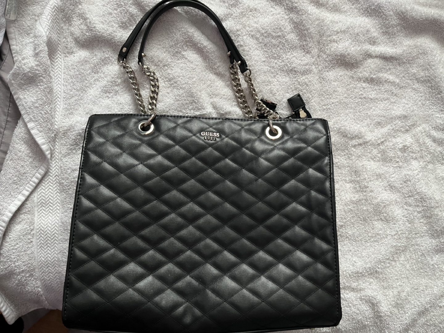 Guess Black Quilted Tote Bag