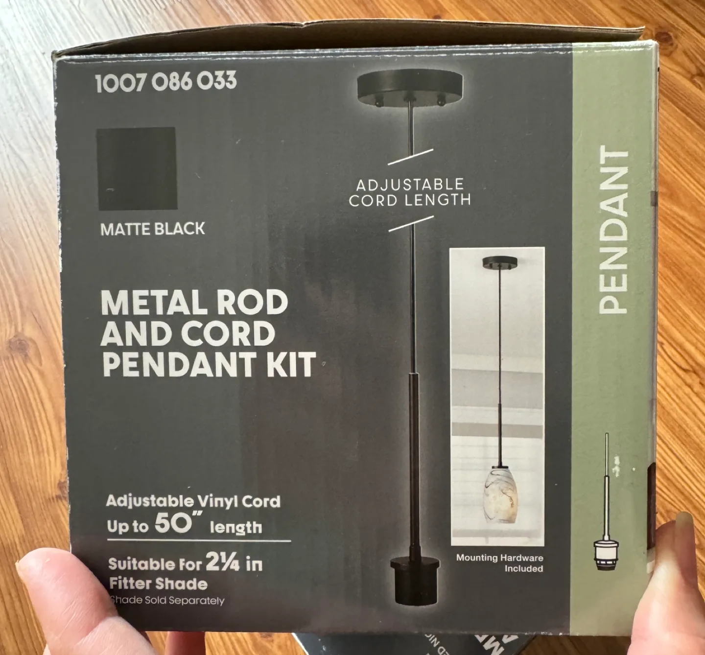 BRAND NEW Matte Black Metal Rod and Cord Pendant Light Kit image indicator(2)