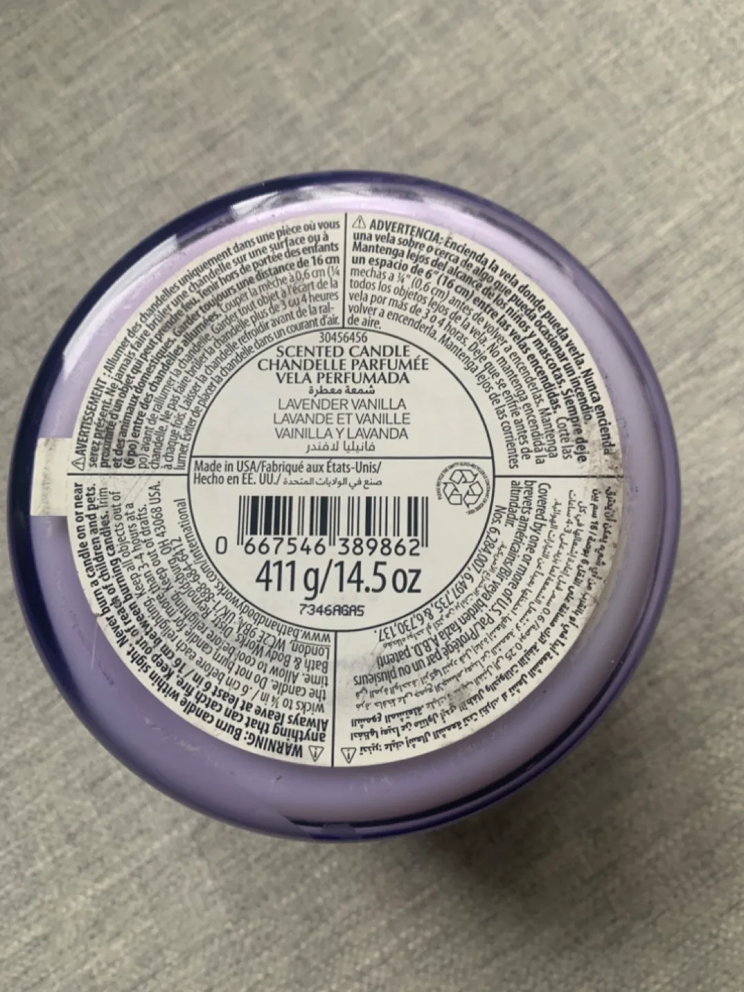 Bath & Body Works White Barn Lavender Vanilla 3-Wick Candle image indicator(4)