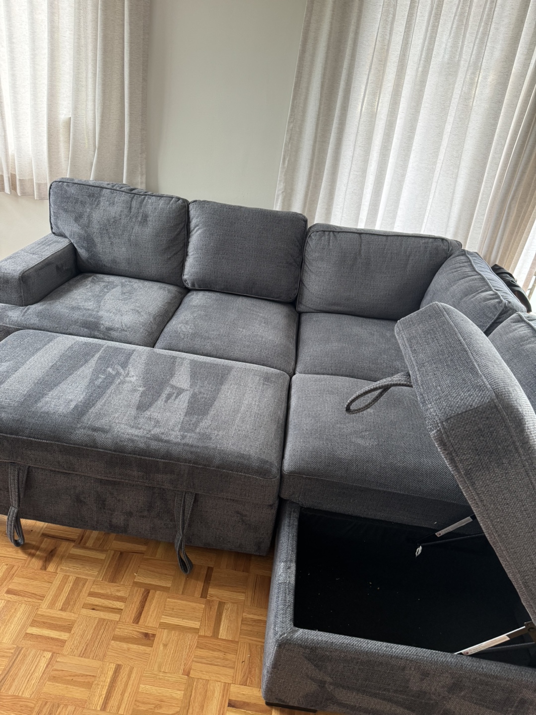 Grey Sectional Sofa with Storage Ottoman - photo 2