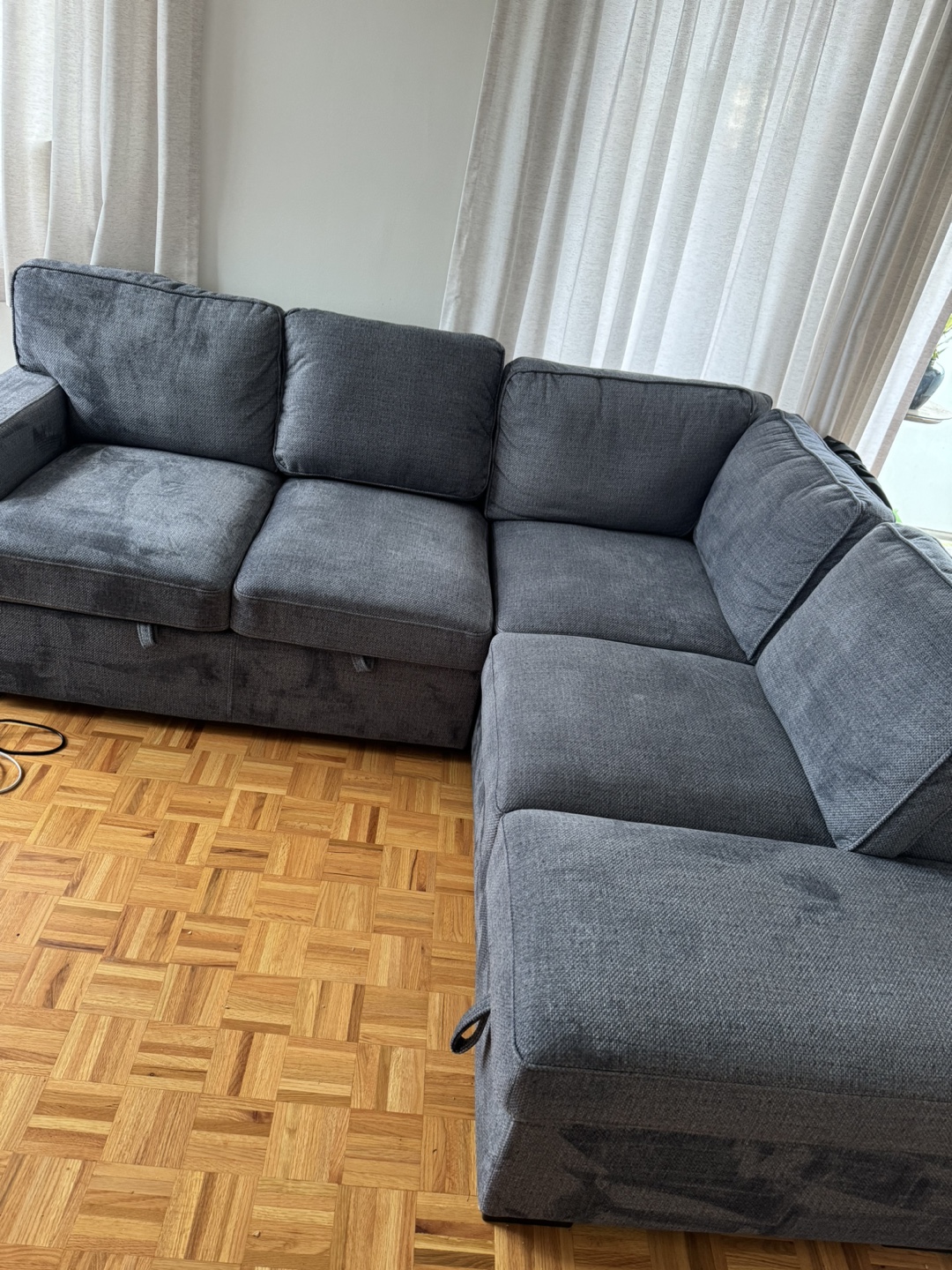 Grey Sectional Sofa with Storage Ottoman