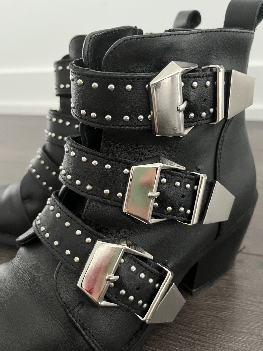 Rare Paris Texas Black Leather Buckle Boots - Size 35 - photo 4