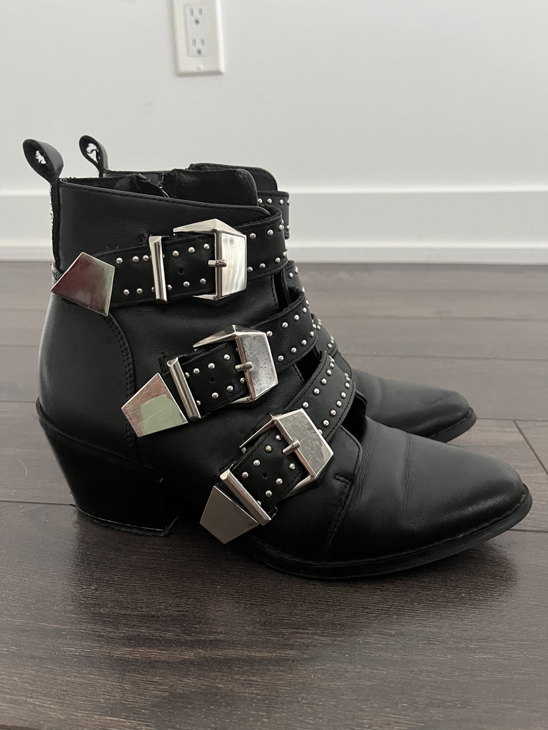 Rare Paris Texas Black Leather Buckle Boots - Size 35