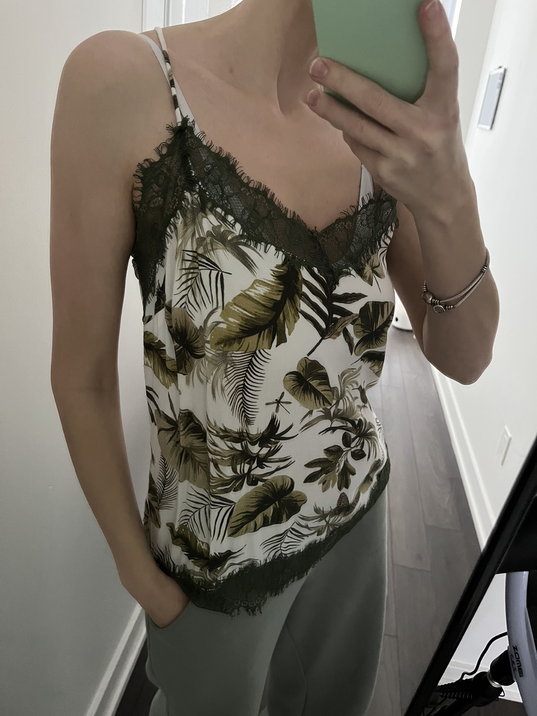 Tropical Print Cami Top with Lace Trim - photo 2