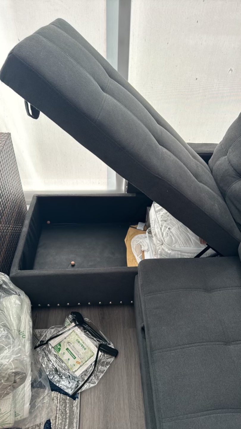 Dark Grey Sectional Sofa with Storage