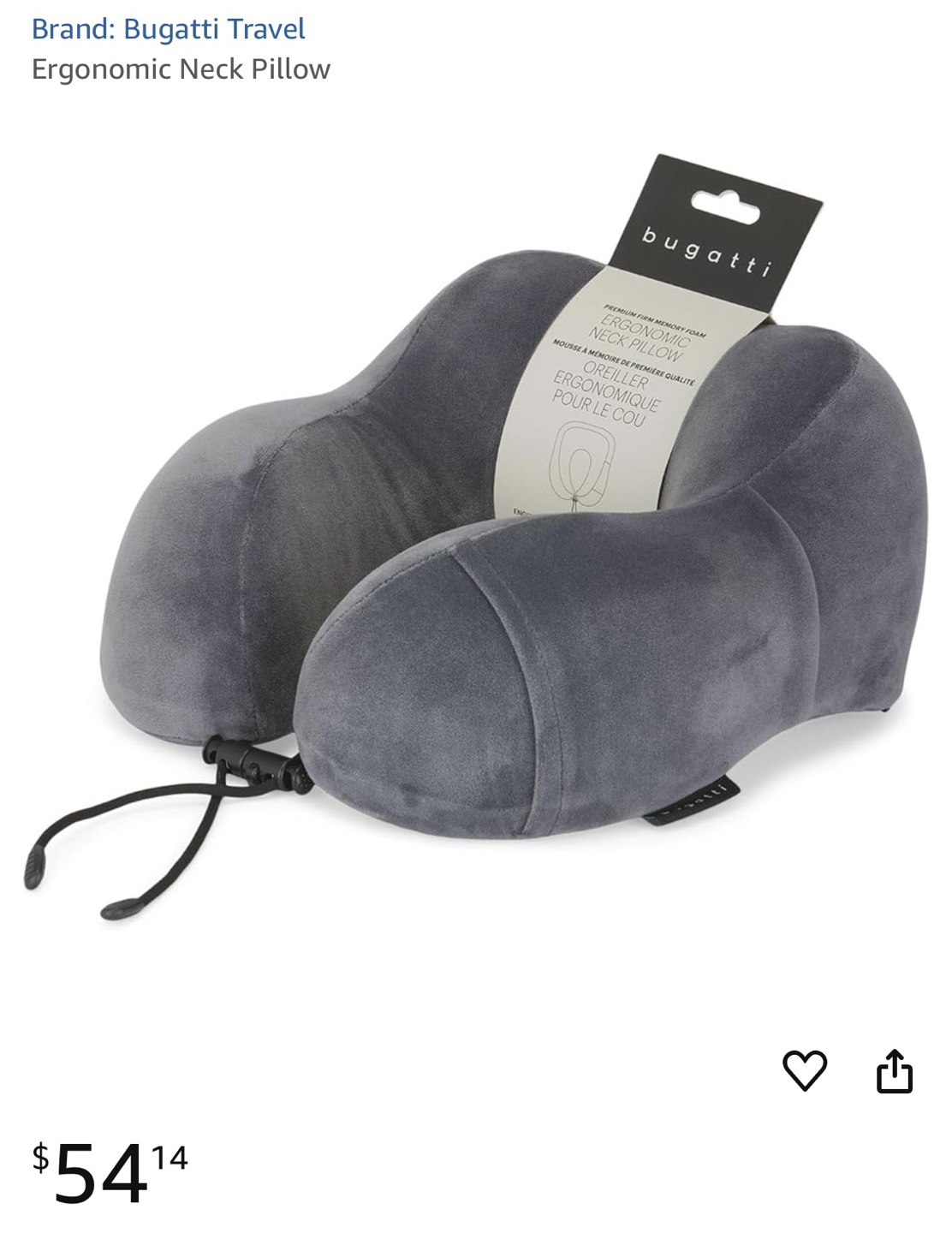 Bugatti Travel Ergonomic Neck Pillow