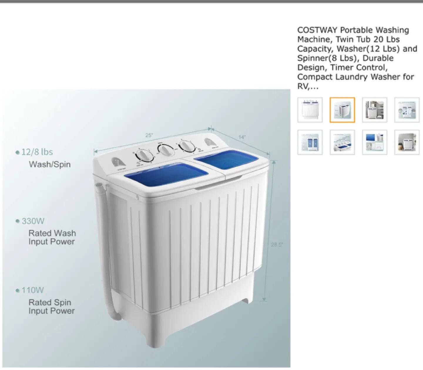 COSTWAY Portable Twin Tub Washer image indicator(5)