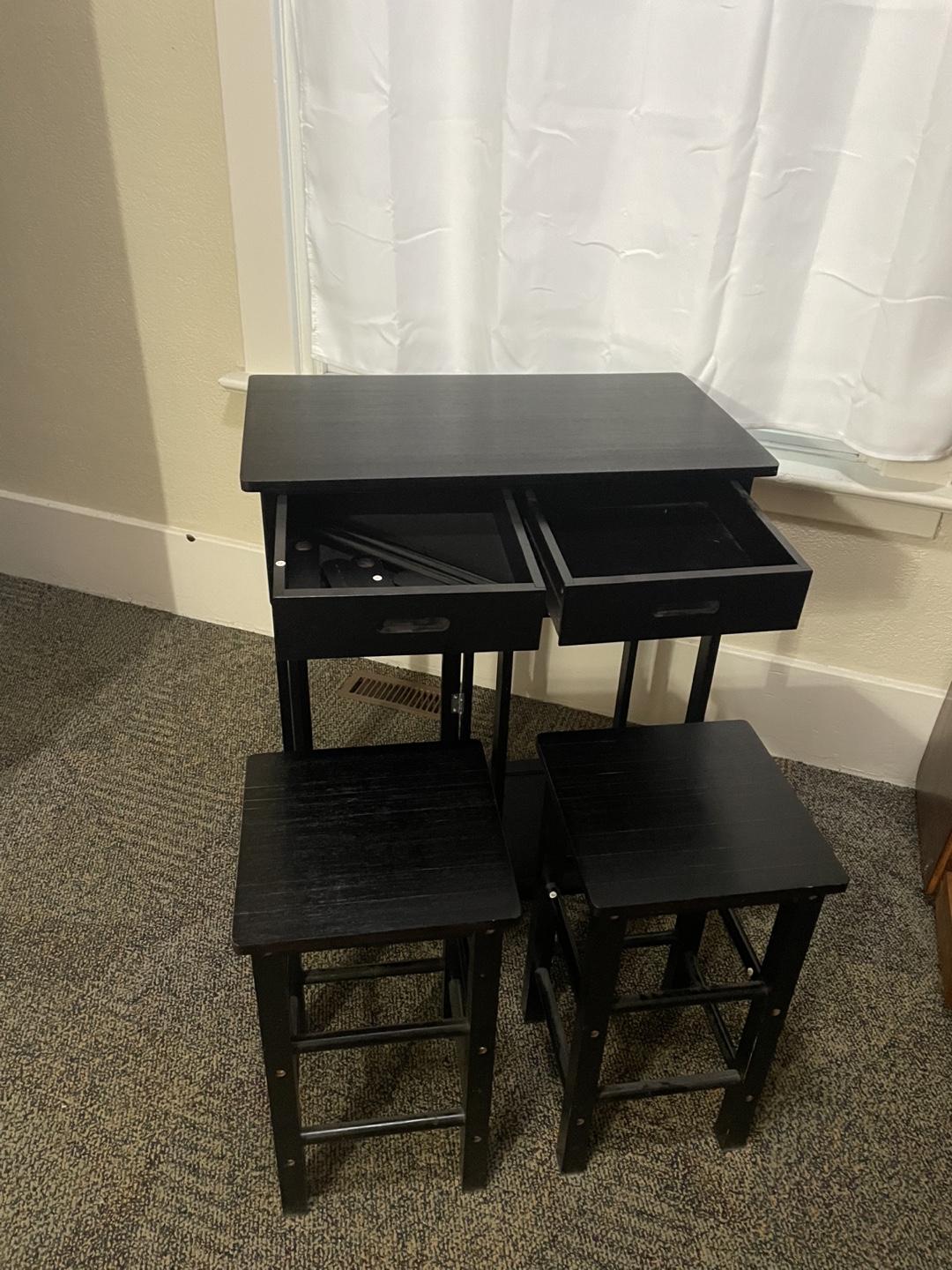 Foldable Table and Two Stools Set