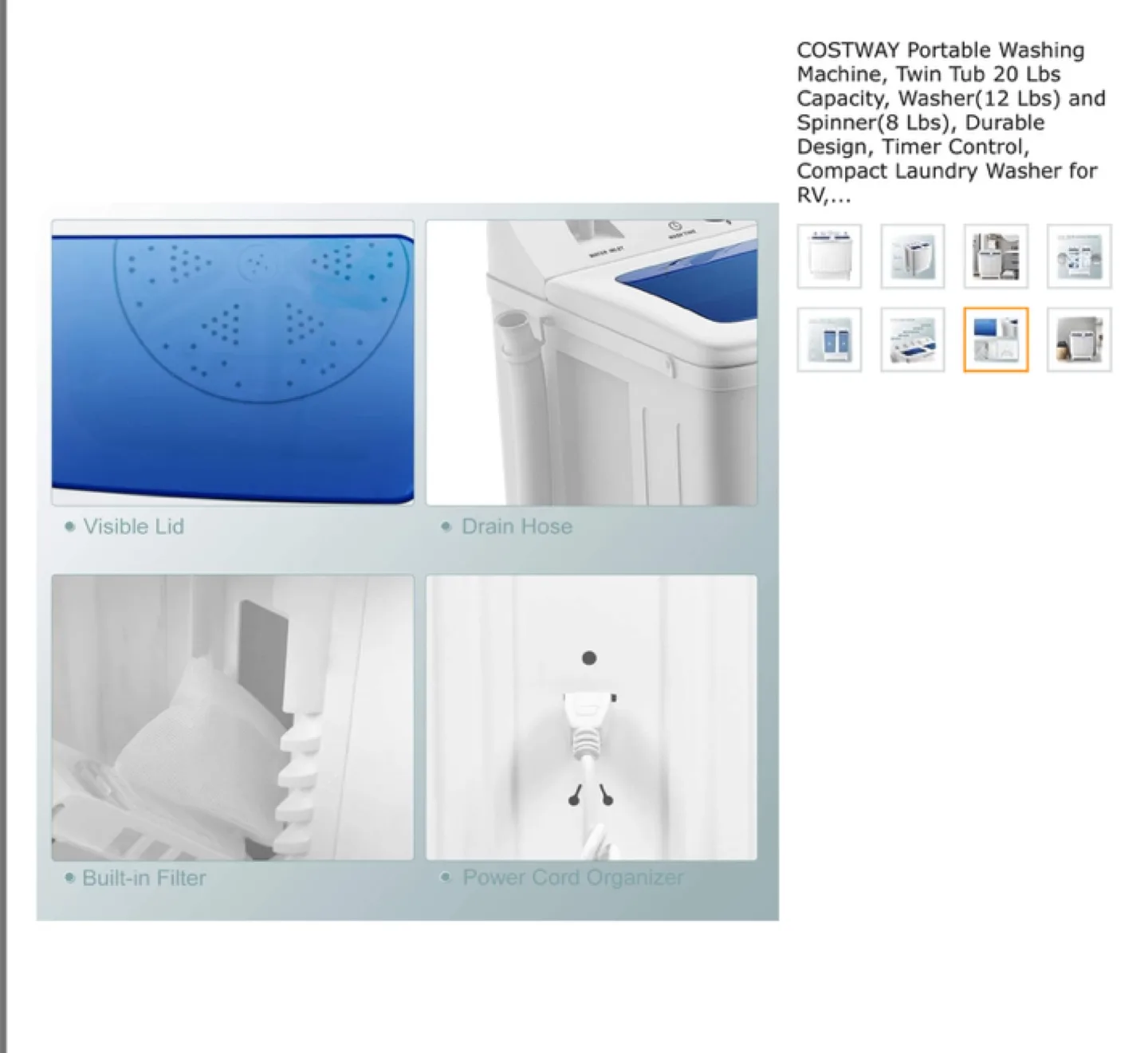COSTWAY Portable Twin Tub Washer image indicator(8)