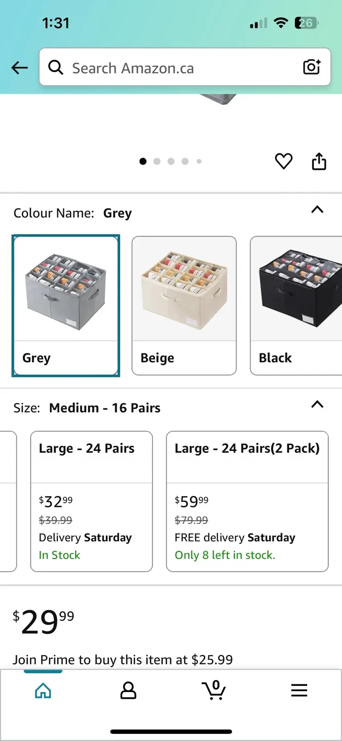 Grey Fabric Shoe Organiser - 24 Pairs image indicator(3)