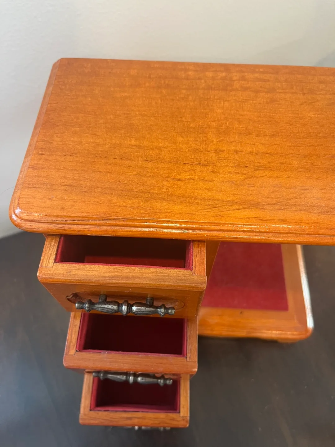 Vintage Wooden Jewellery Box with Mirror and Drawers image indicator(2)