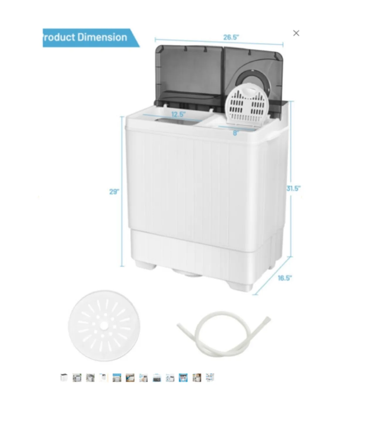 26 lbs Portable Semi-automatic Washing Machine image indicator(4)