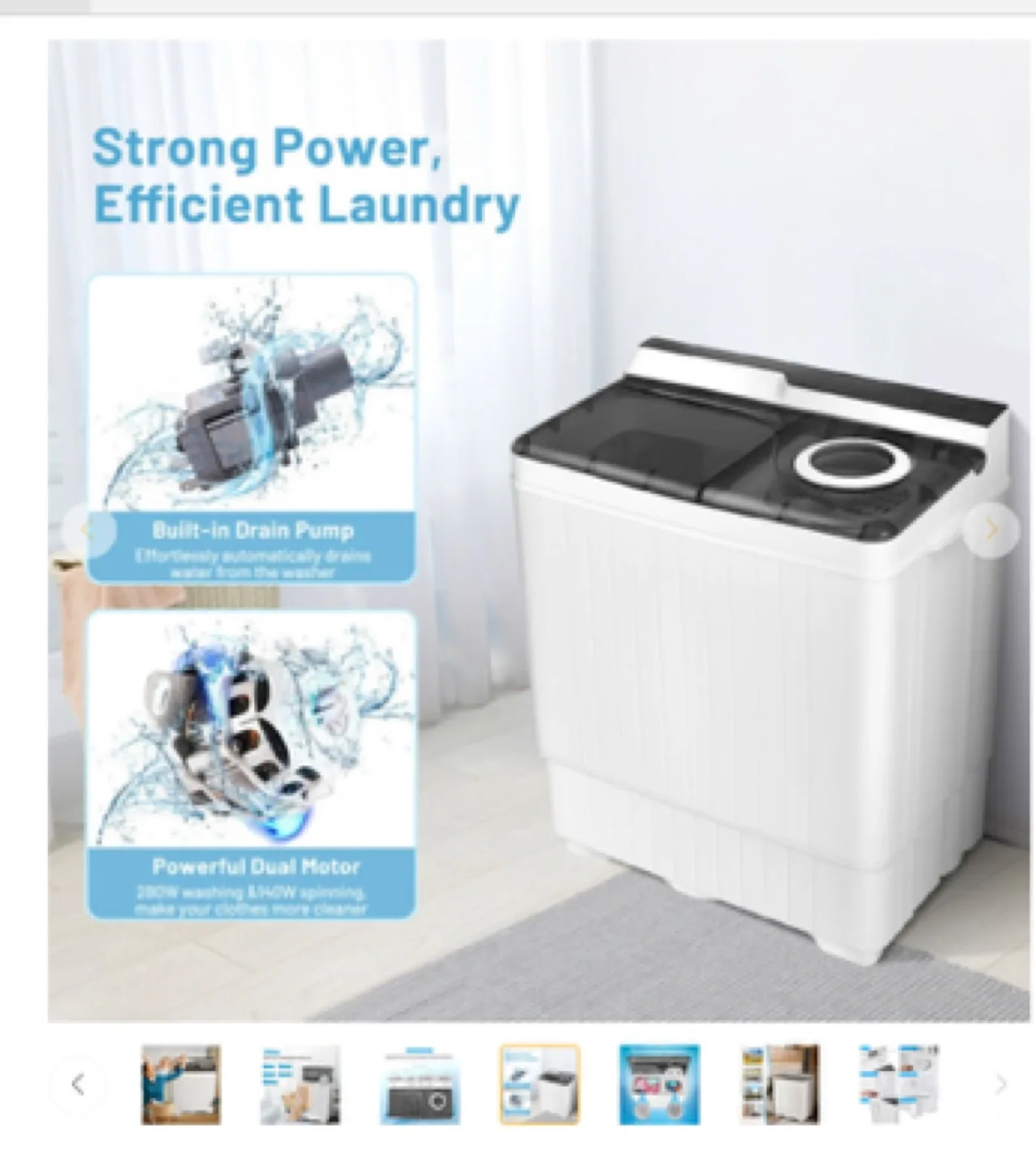 26 lbs Portable Semi-automatic Washing Machine image indicator(7)