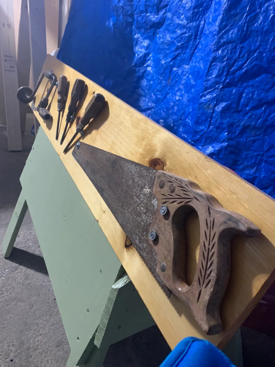 Folk Art-Vintage Hand Tools Wall Hanging image indicator(5)