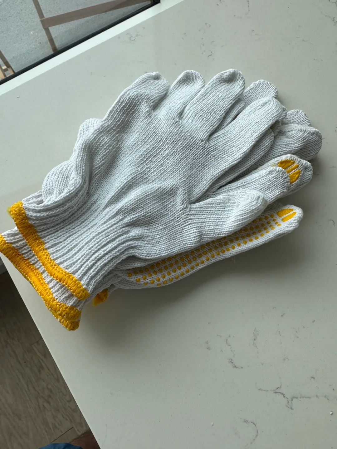 Pair of Cotton Work Gloves with Yellow Grippers image indicator(2)
