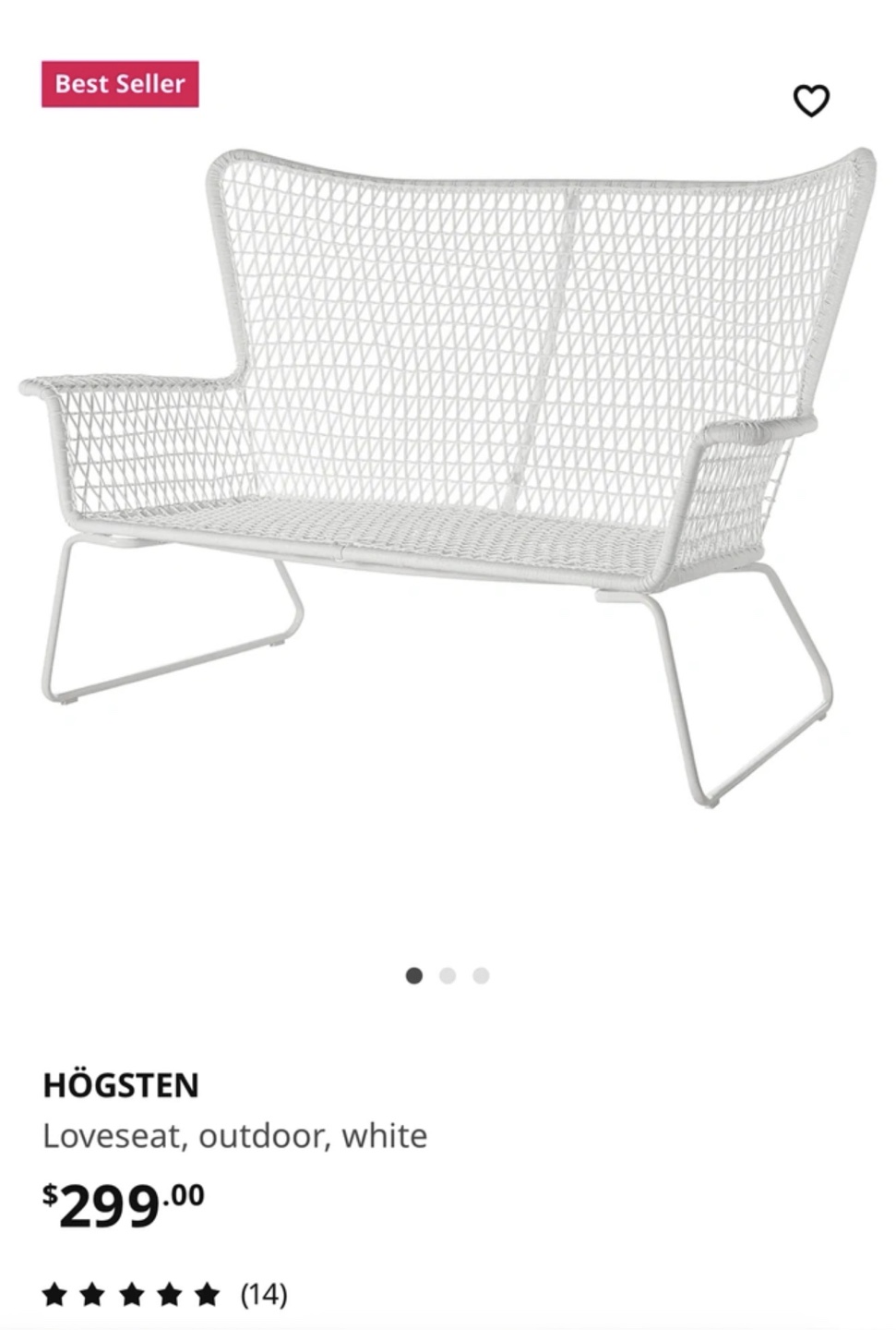 Must go -IKEA HÖGSTEN Loveseat - White Outdoor Patio Furniture - photo 3