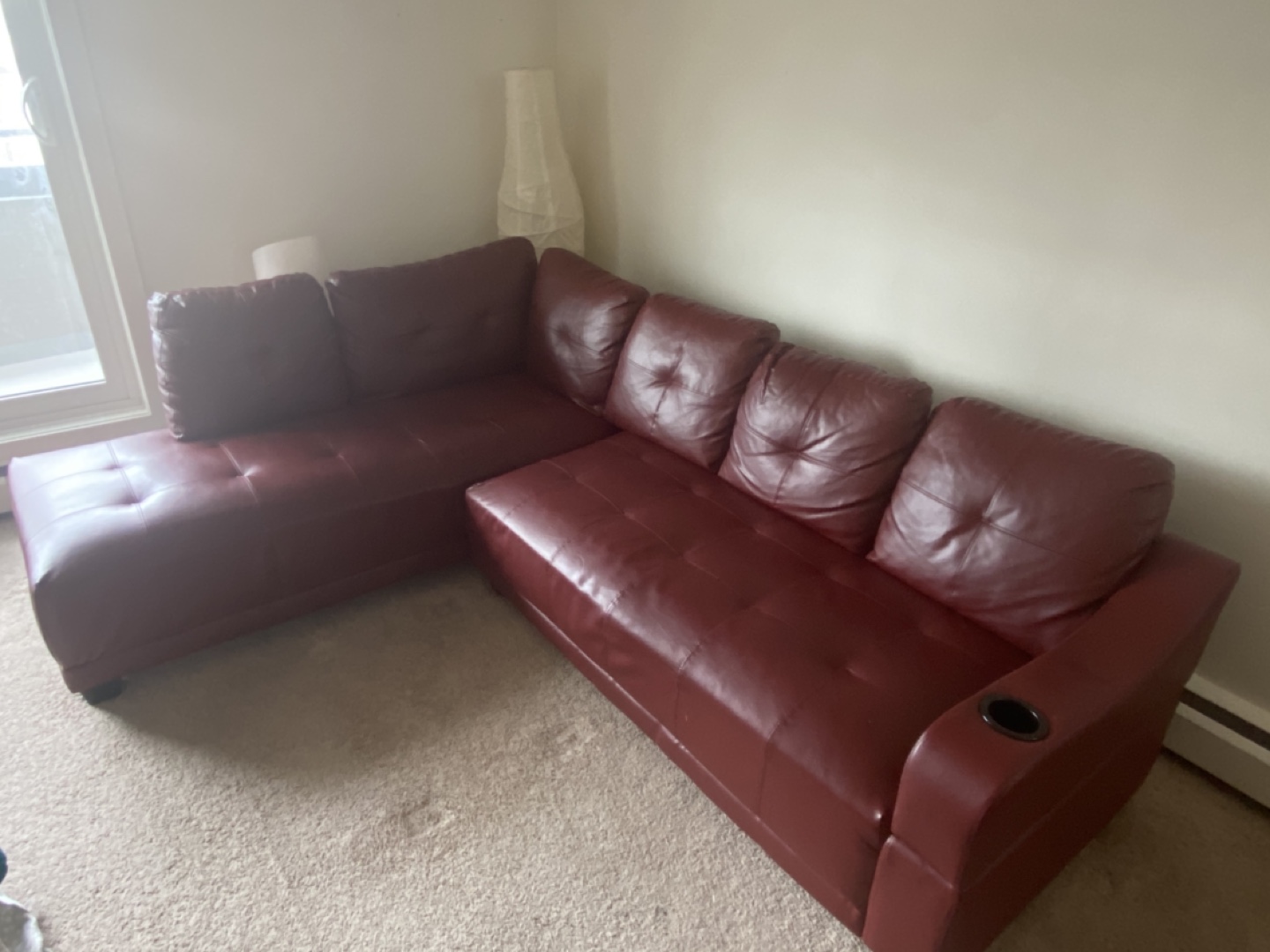 Red Leather Sectional Sofa - photo 3