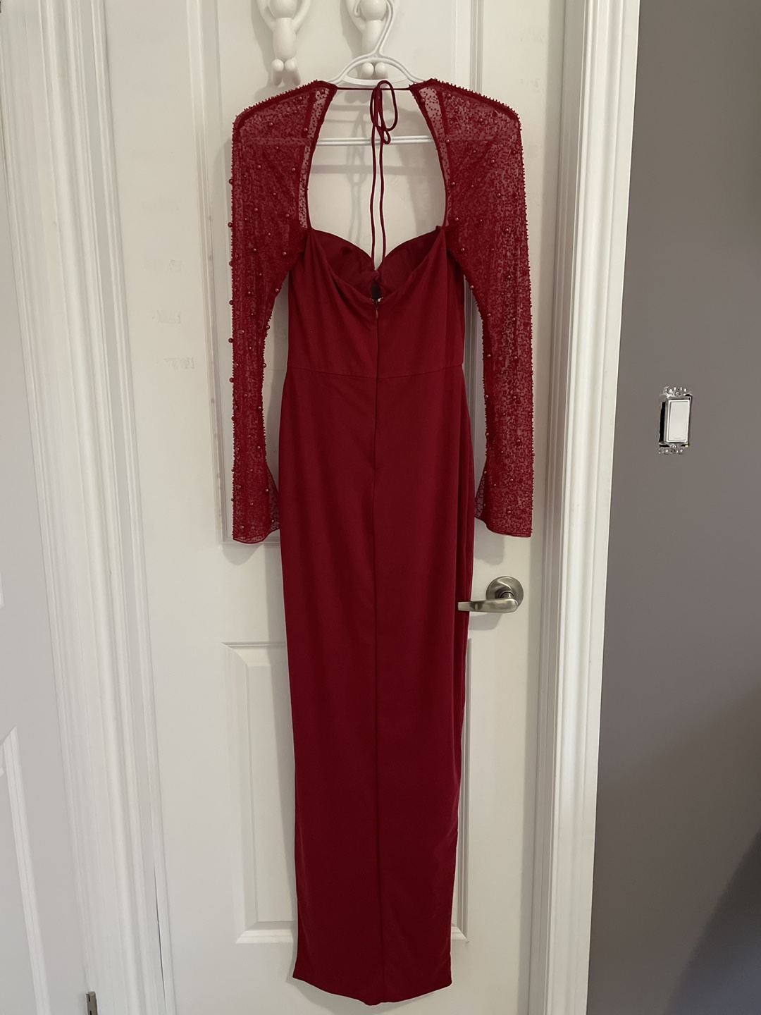 Oh Polly Red Beaded Maxi Dress Size 4 - photo 3