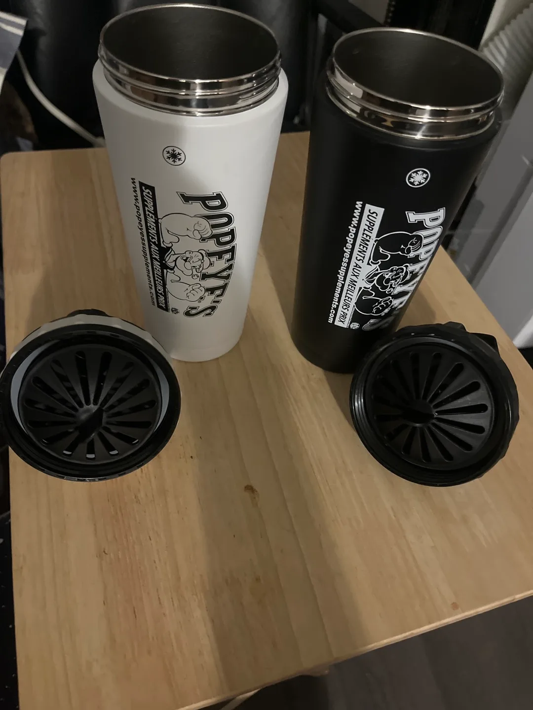 Pair of Popeye's Stainless Steel Protein Shaker Bottles image indicator(3)