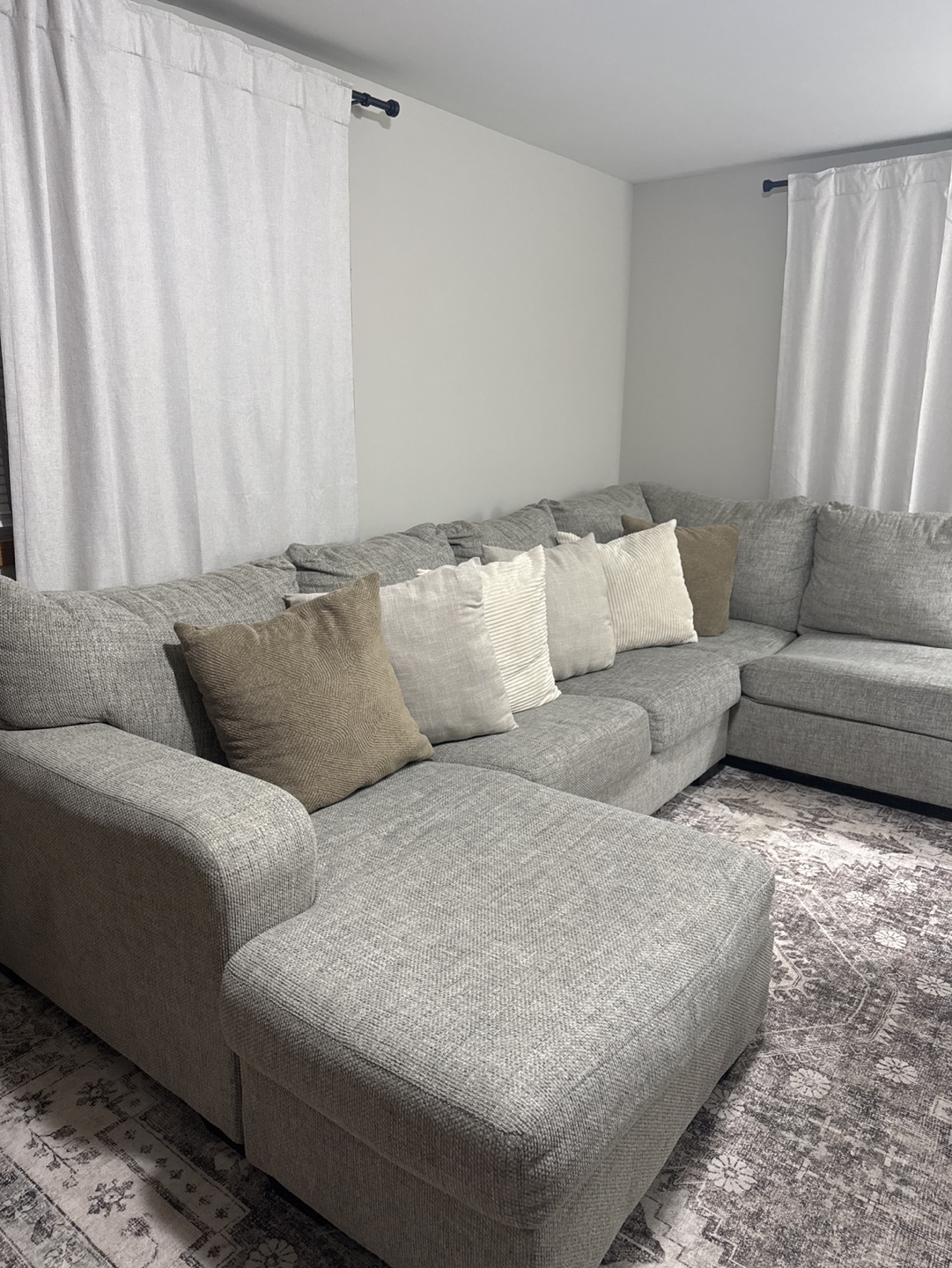 Gray Sectional Sofa with Chaise Lounge