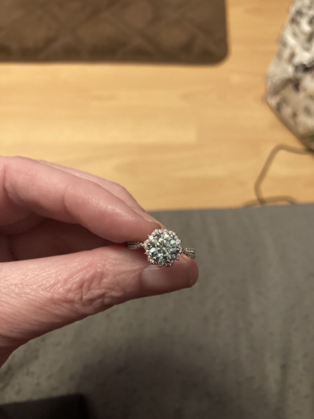 GRA Moissanite Halo Engagement Ring - photo 4