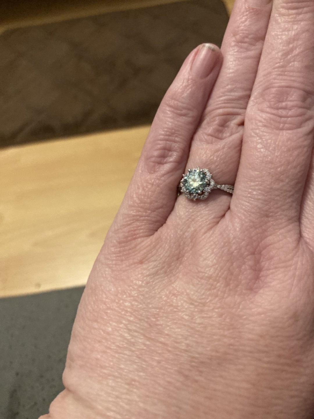 GRA Moissanite Halo Engagement Ring - photo 3