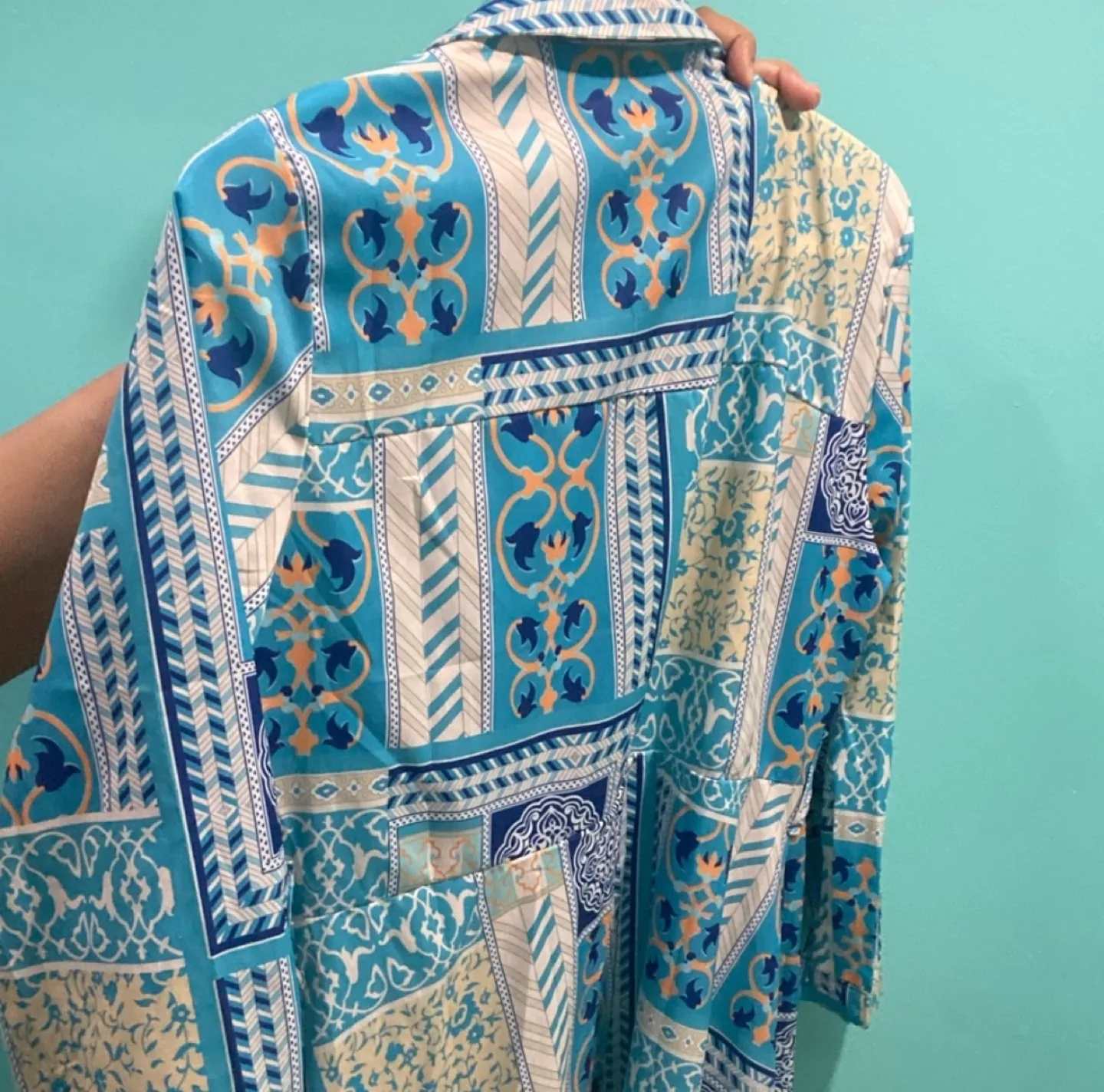 Women's Blue Paisley Printed Button Down Dress 🏈 image indicator(3)