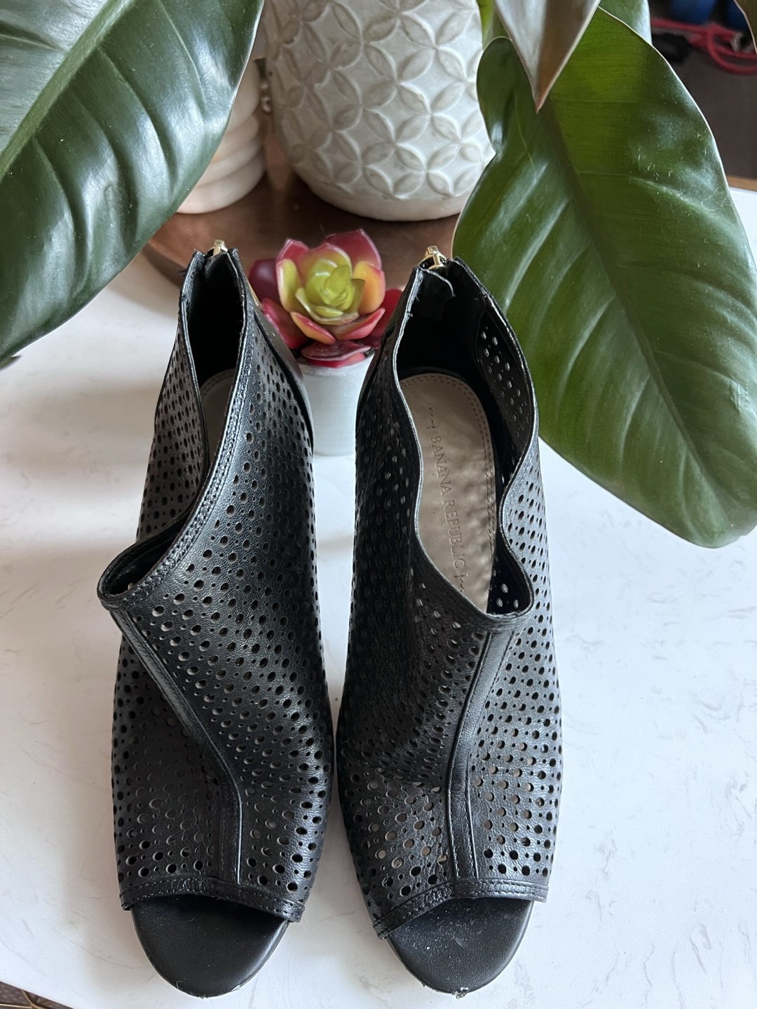 Banana Republic Perforated Black Leather Booties - photo 2