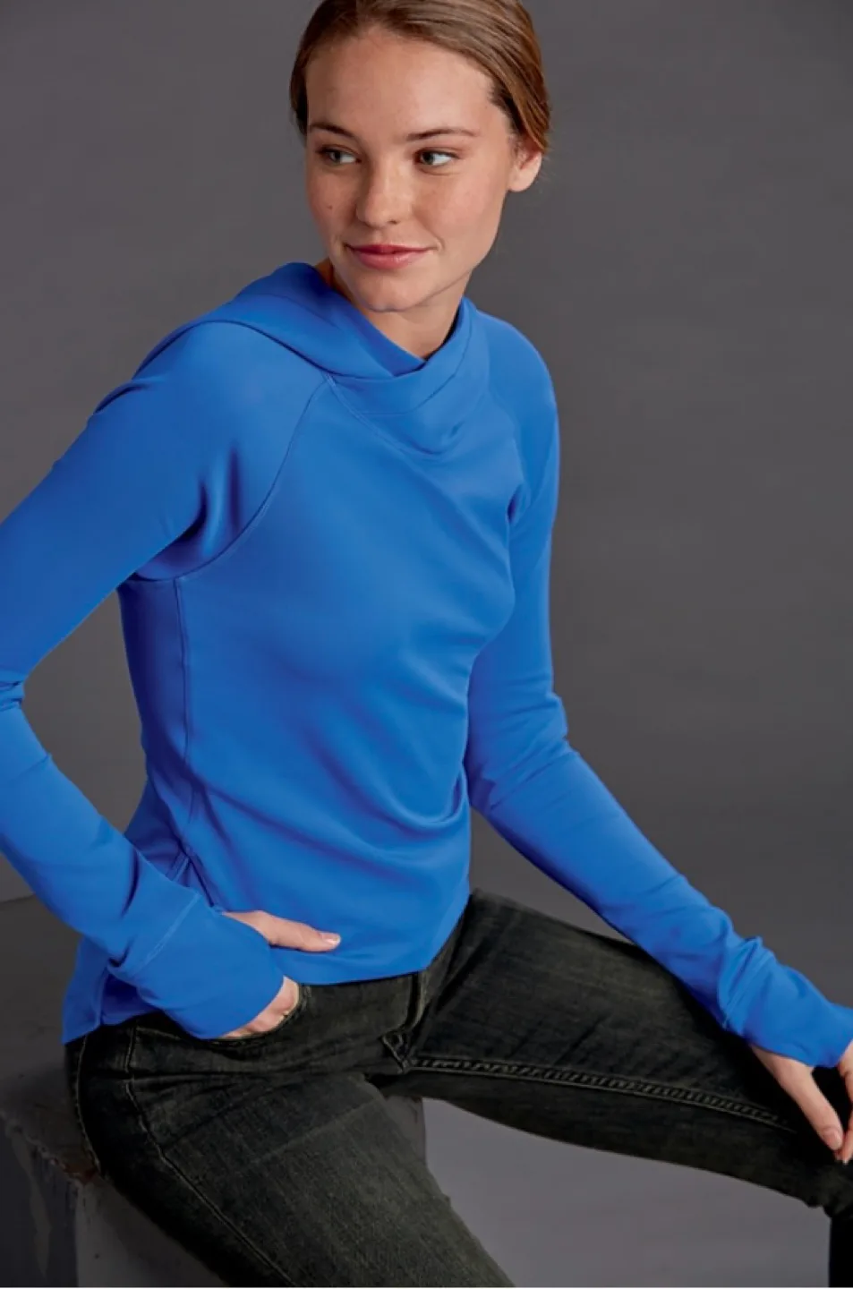 Women's Royal Blue Long Sleeve Hoodie image indicator(4)