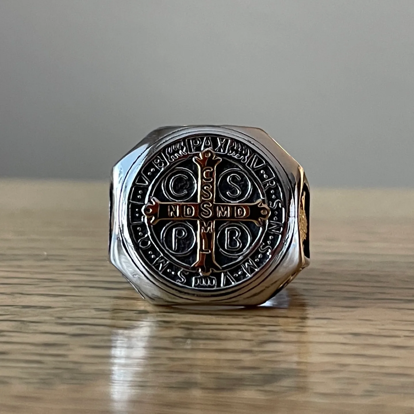 Cross St. Benedict stainless steel 316 ring (sizes 9 & 10) image indicator(2)