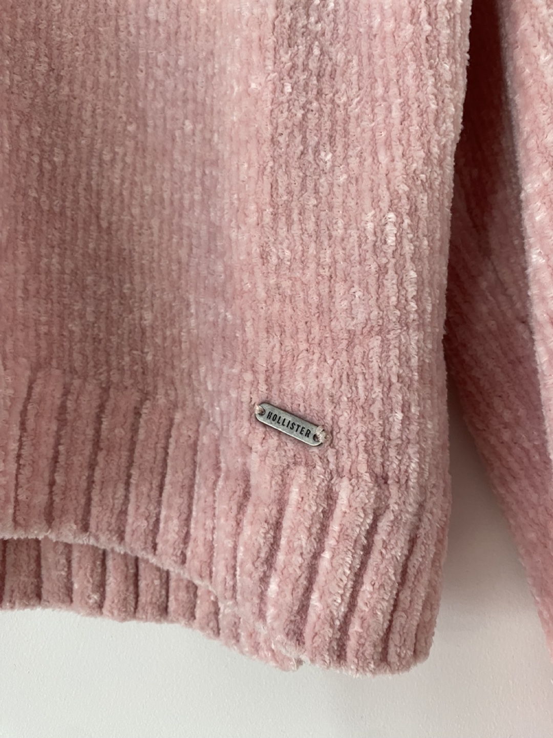 Hollister Pink Velvet Suede Sweater - Size Small - photo 3