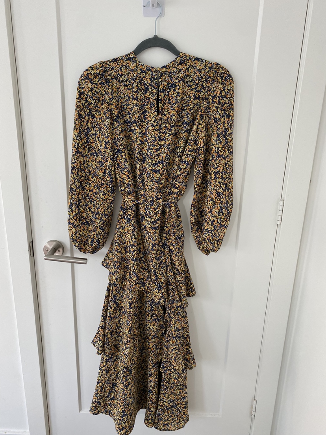 Floral Midi Dress with Tiered Skirt - Size Xs