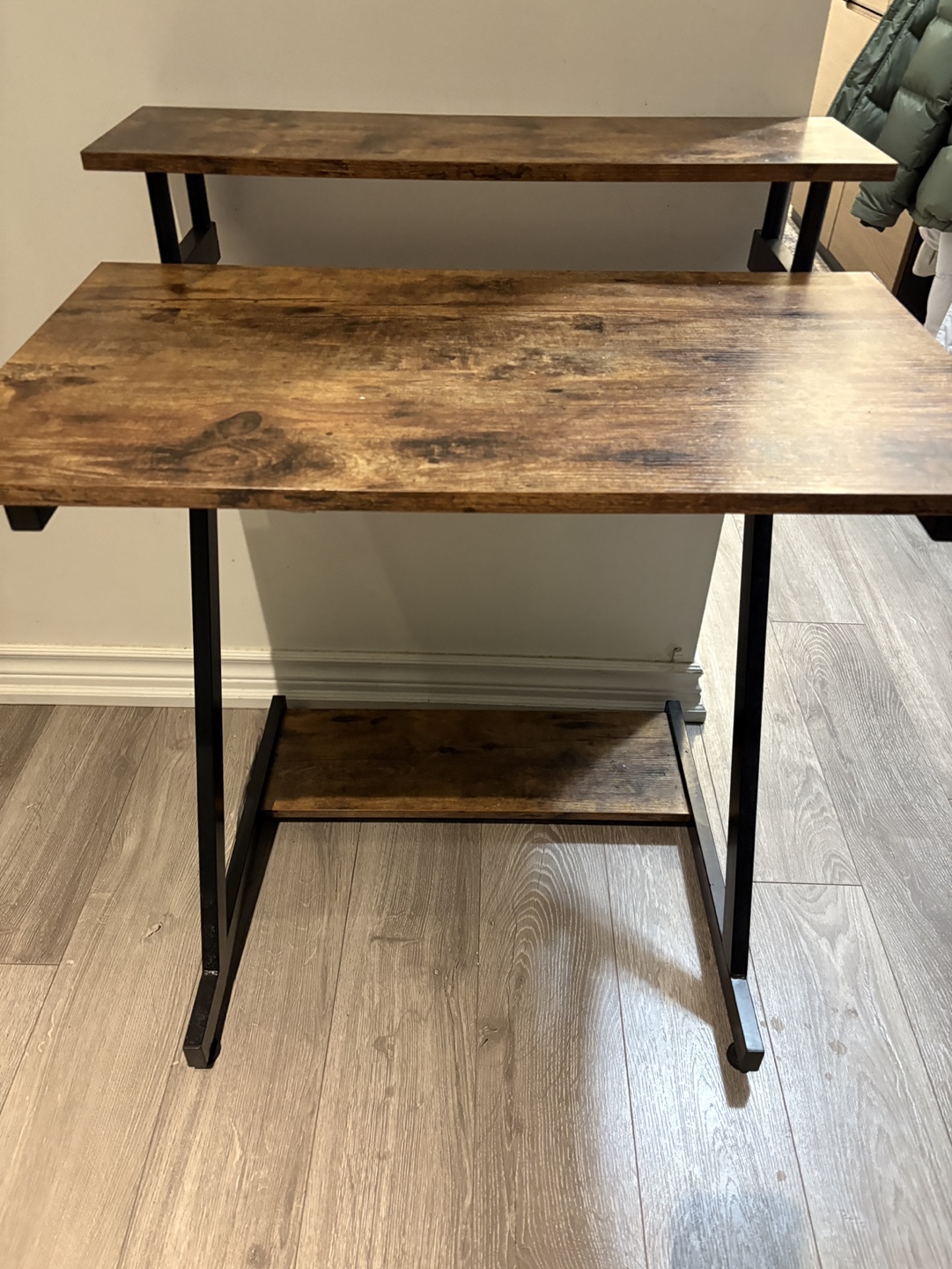 Two-Tier Computer Desk - Rustic Brown - photo 2