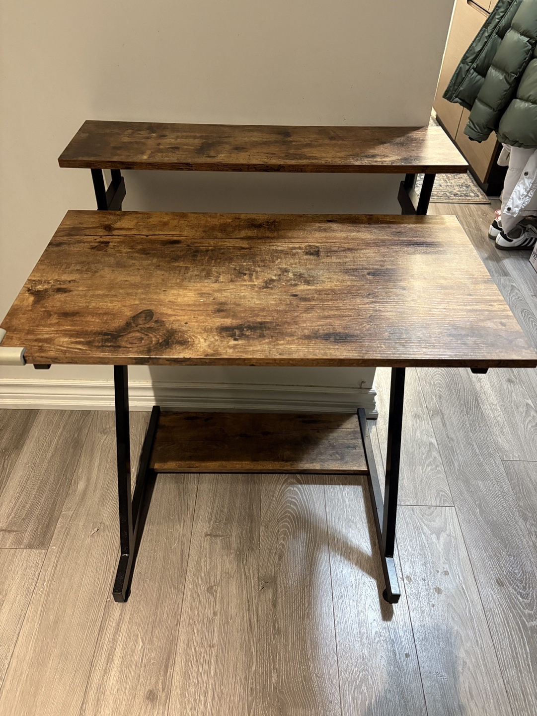 Two-Tier Computer Desk - Rustic Brown