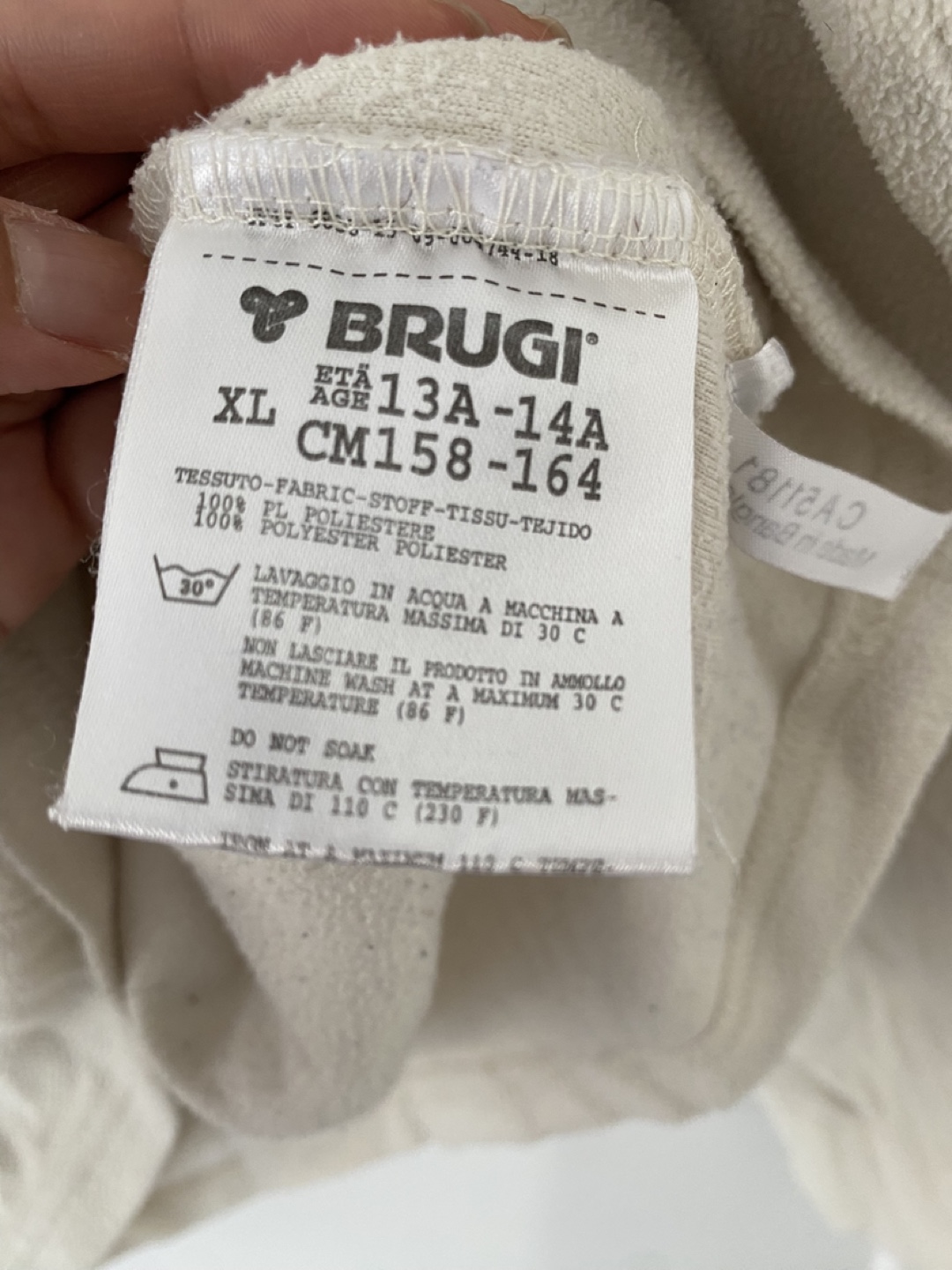 Brugi Beige Fleece Pullover Size XL - photo 5