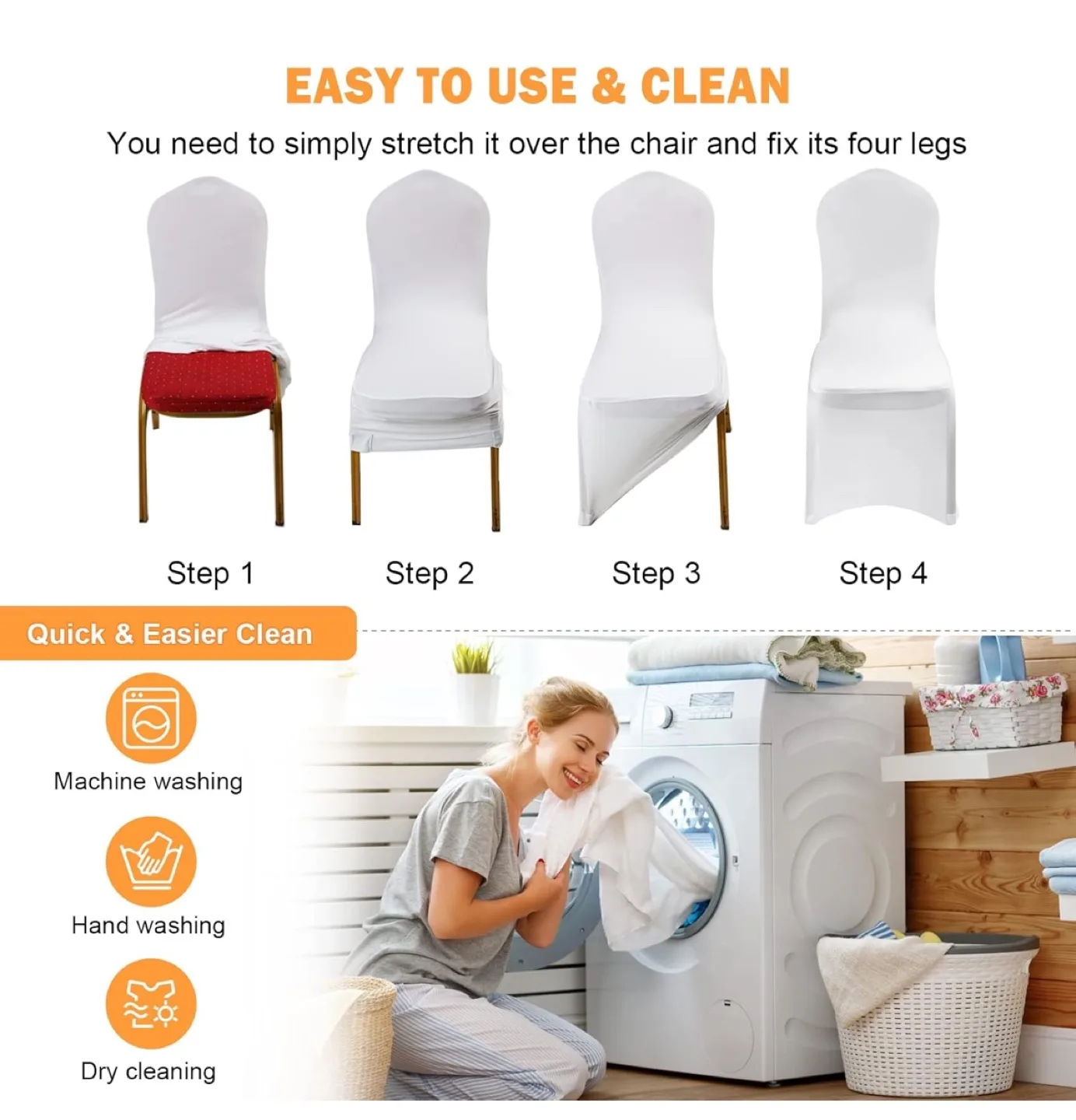 White Chair Cover (95 pack) - Polyester & Spandex image indicator(6)