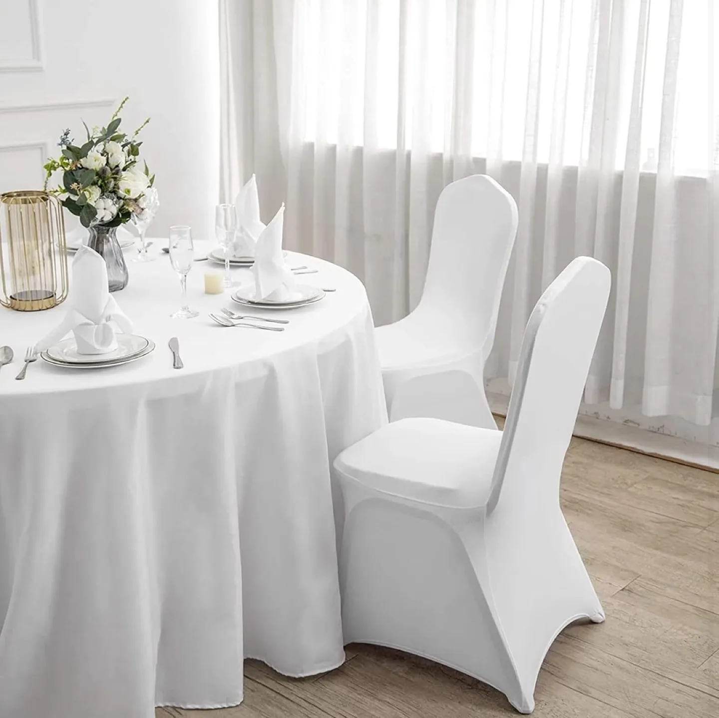 White Chair Cover (95 pack) - Polyester & Spandex image indicator(2)