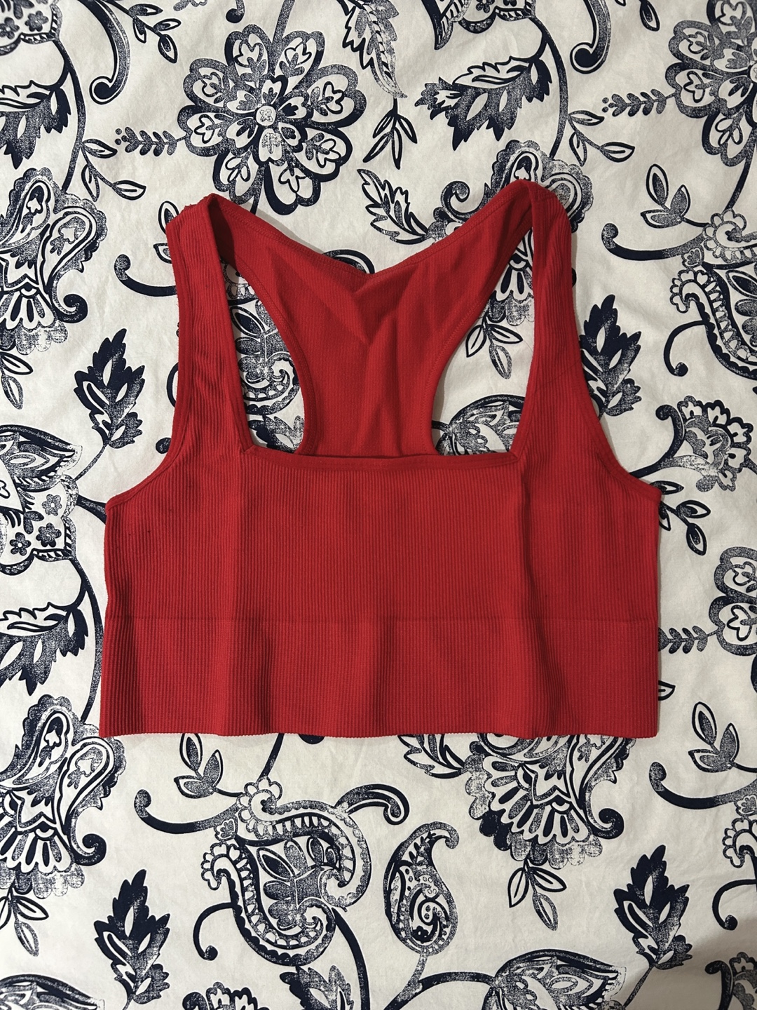 Red Ribbed Crop Top