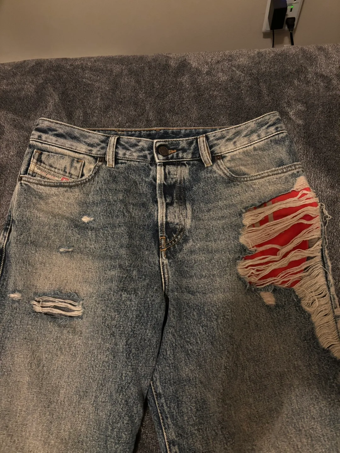 Diesel Distressed Regular Fit High Straight Legged Denim image indicator(2)