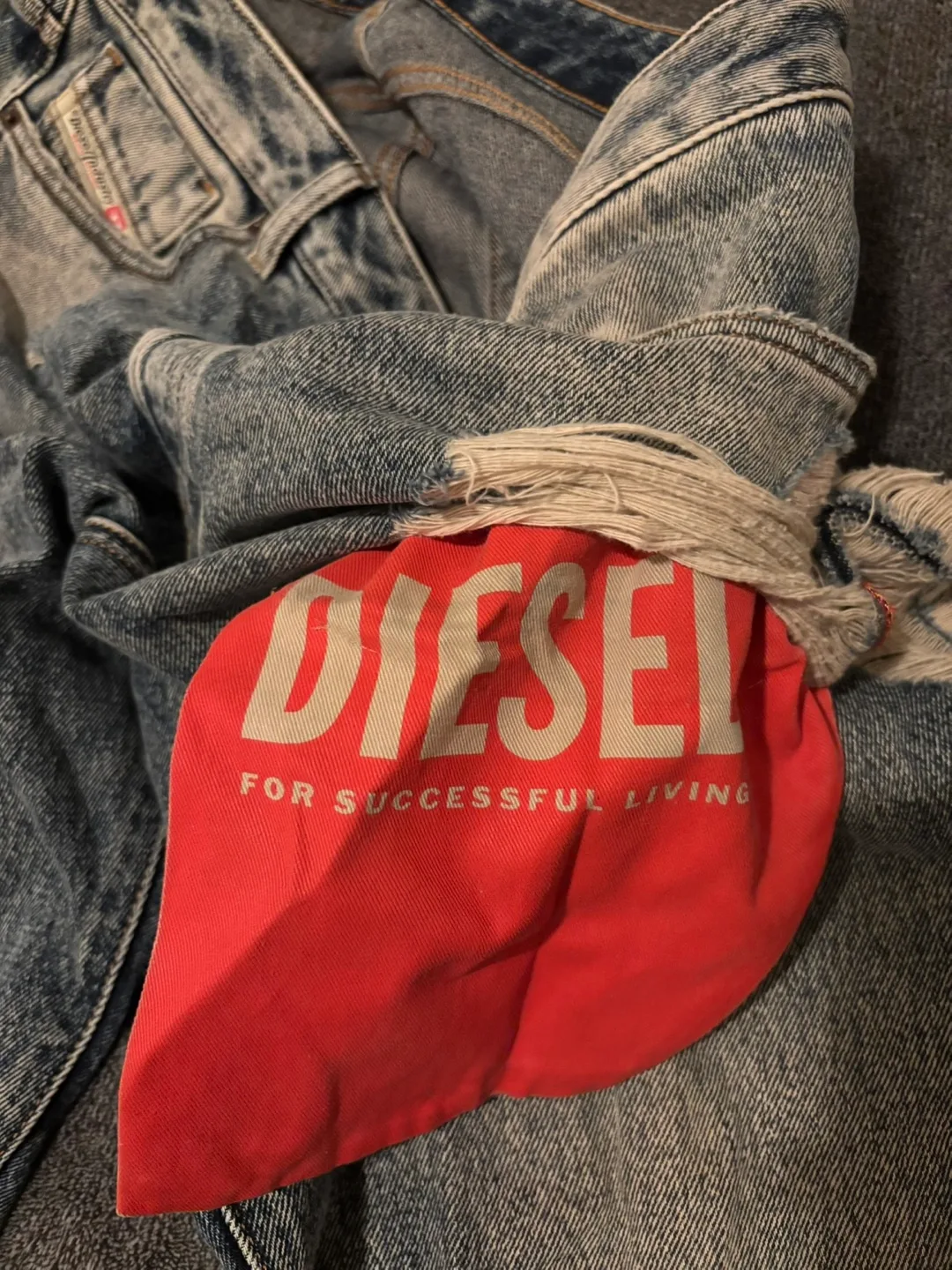 Diesel Distressed Regular Fit High Straight Legged Denim image indicator(6)