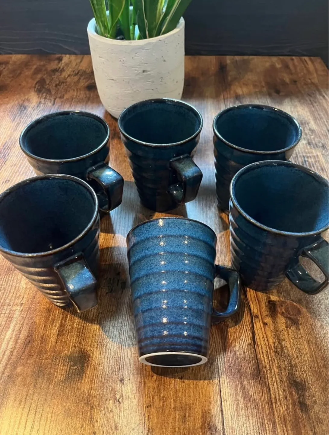 Set of 6 Blue Ceramic Mugs image indicator(2)