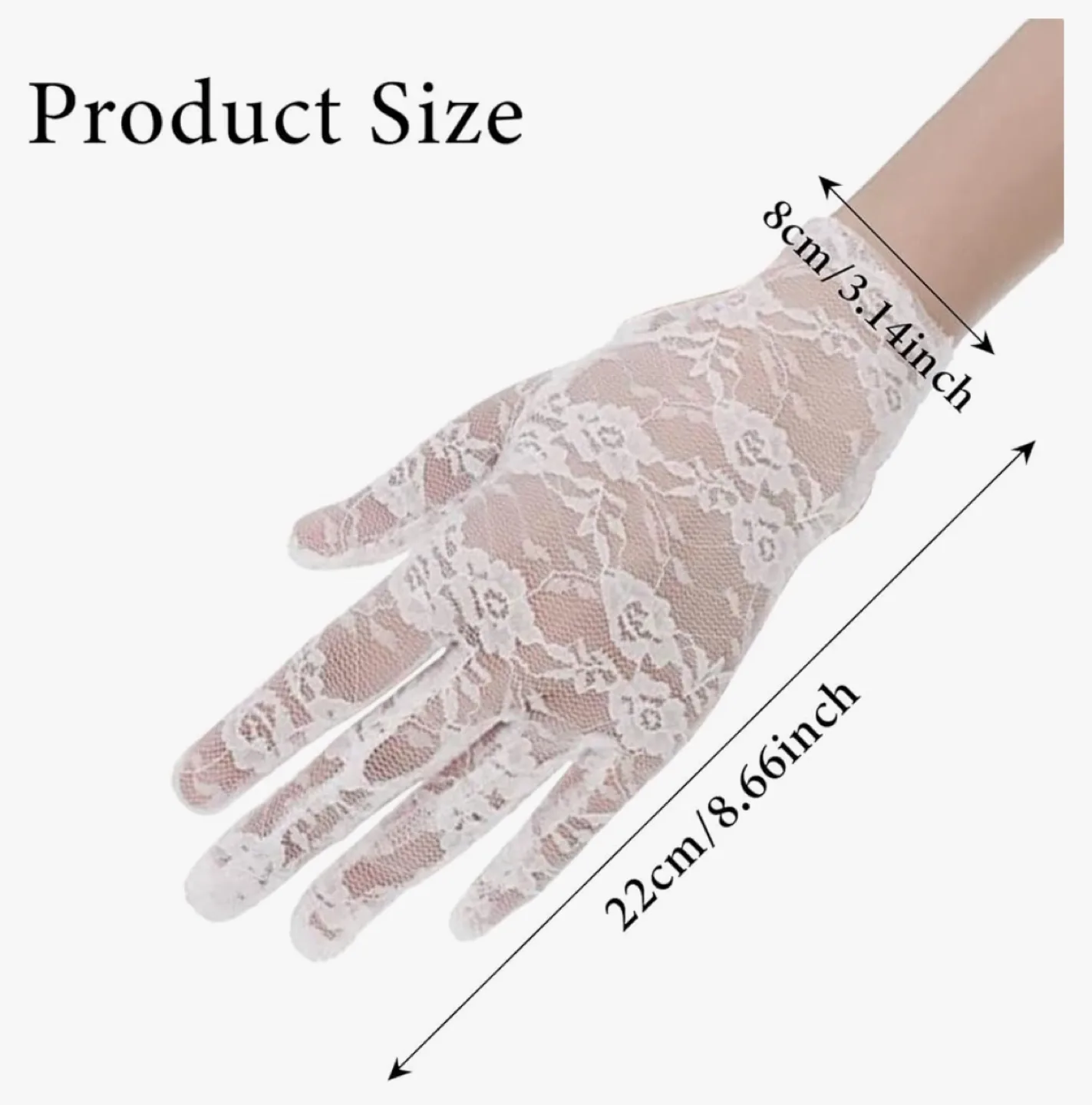 Women's White Lace Gloves - Bridal Wedding Party image indicator(2)