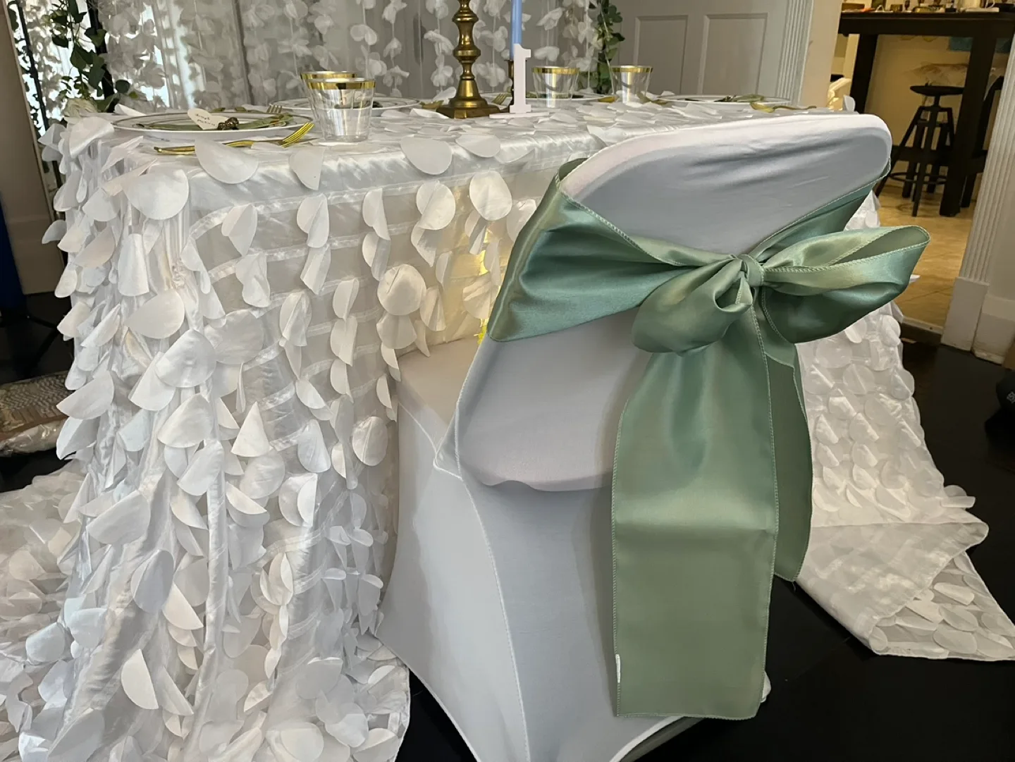 Bulk Pack of 90+ Sage Green Satin Chair Sashes (Wedding Decor) image indicator(2)