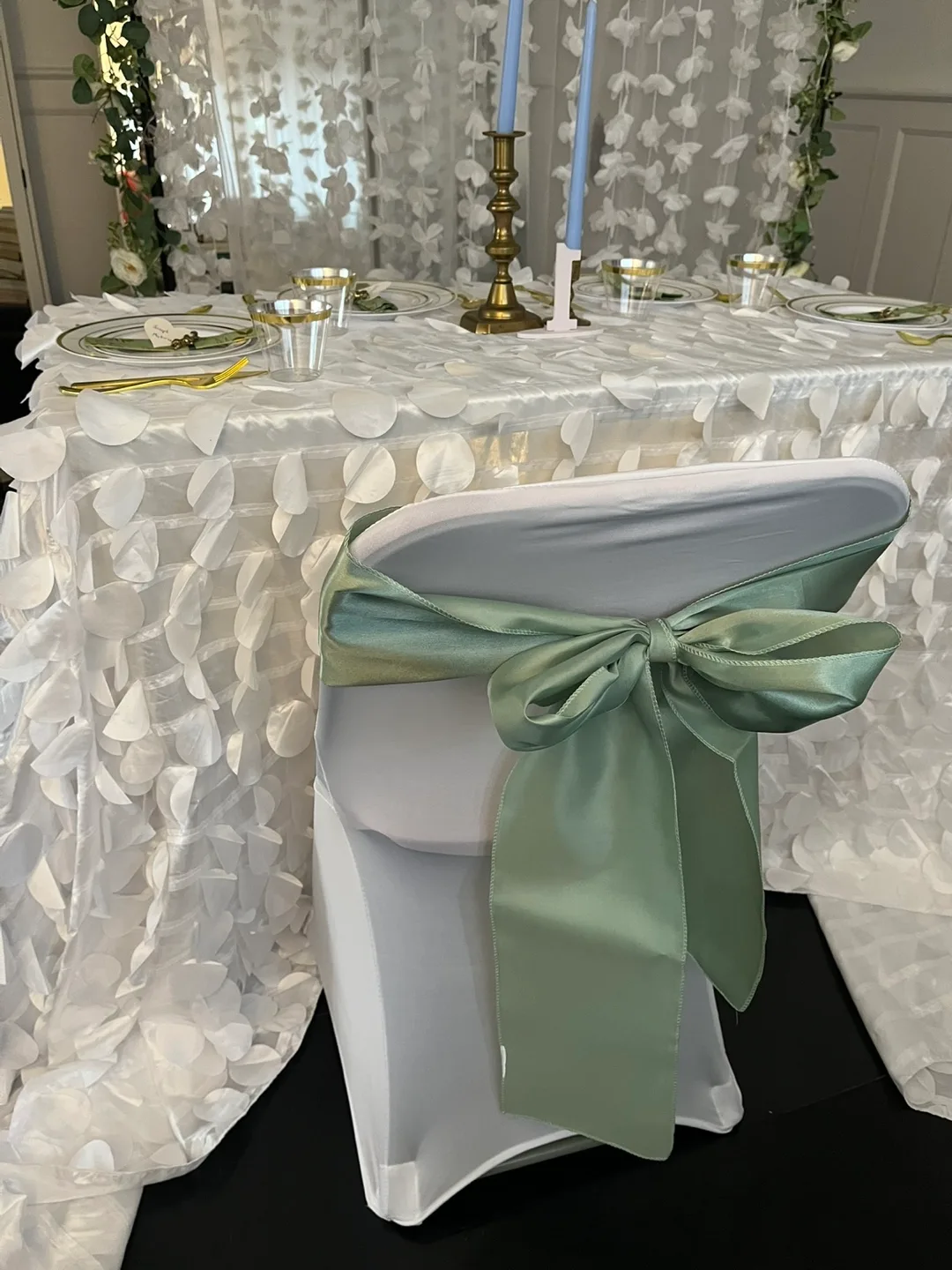 Bulk Pack of 90+ Sage Green Satin Chair Sashes (Wedding Decor) image indicator(3)