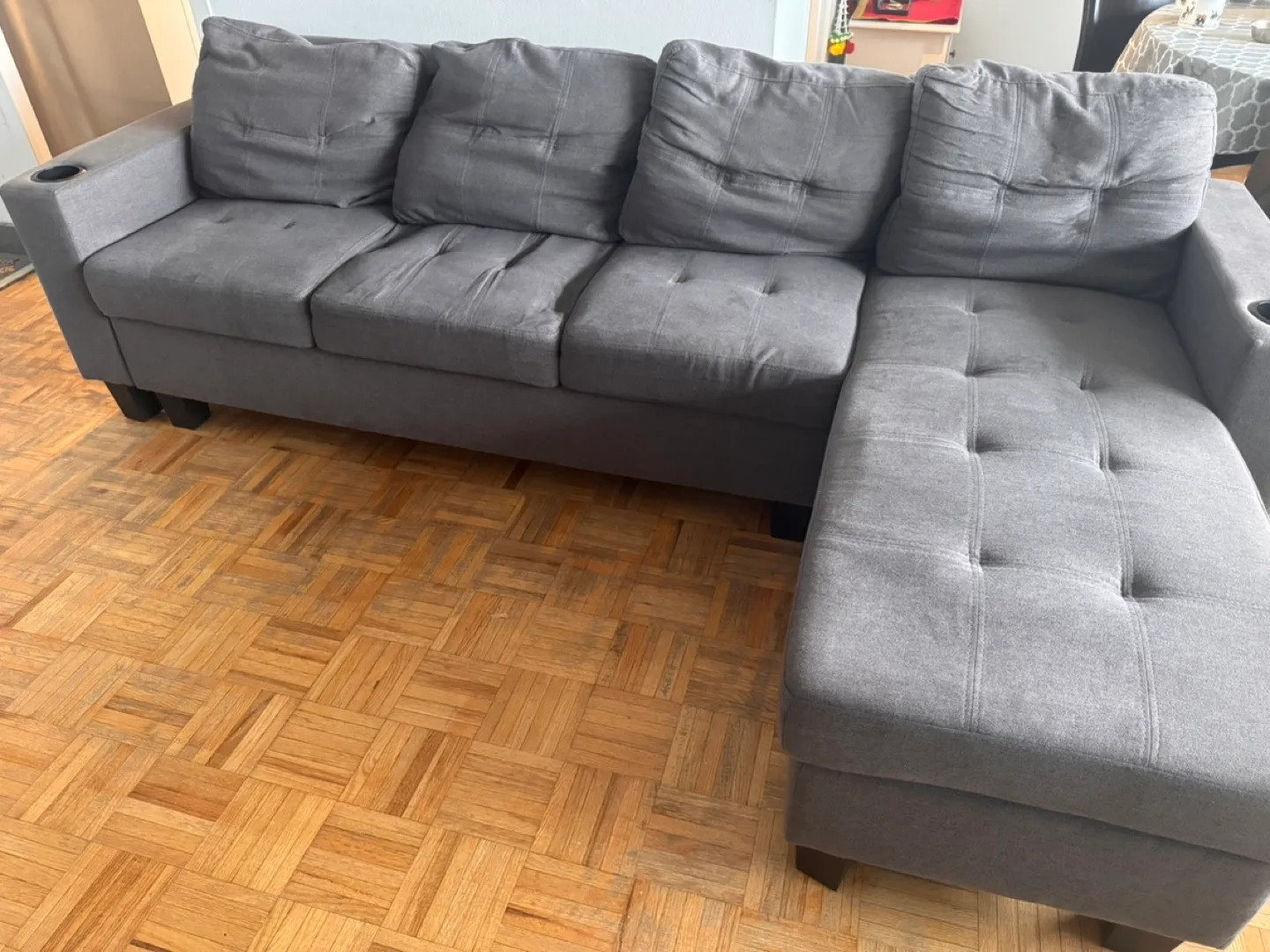 L Shaped Grey sofa thumbnail