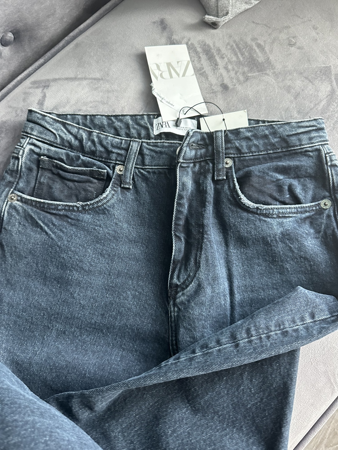 Zara Dark Wash Straight Leg Jeans - photo 4