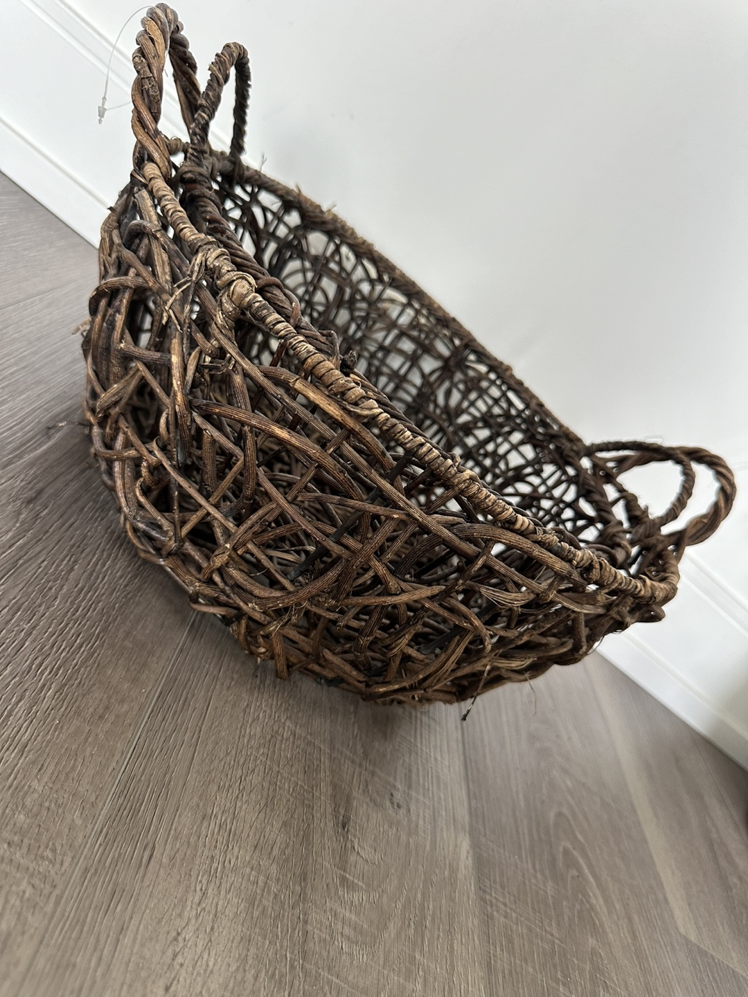 Two Woven Wicker Baskets with Handles - photo 3