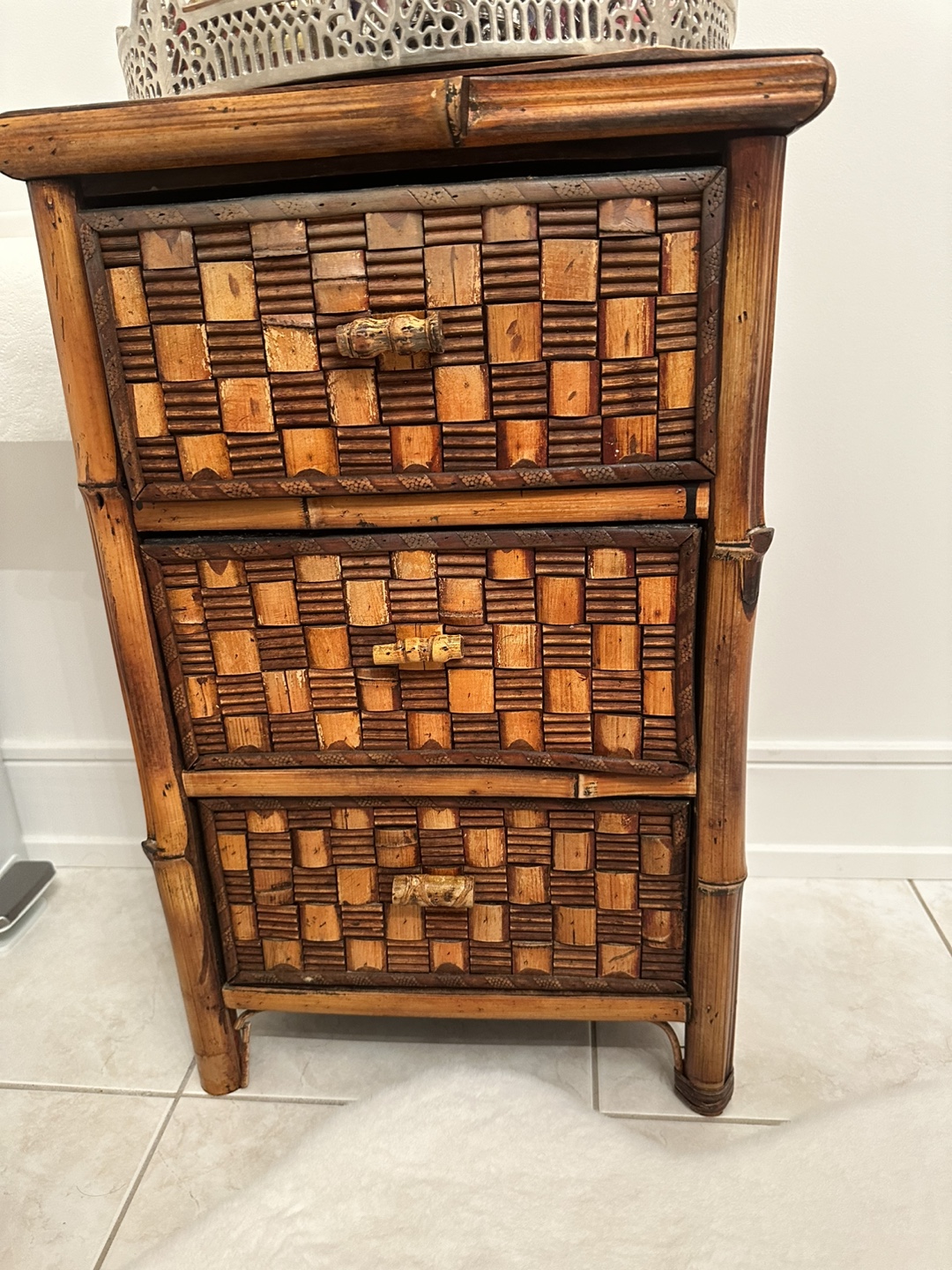 Vintage Bamboo Three-Drawer Chest - photo 2