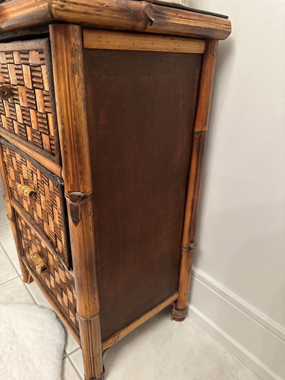 Vintage Bamboo Three-Drawer Chest - photo 3