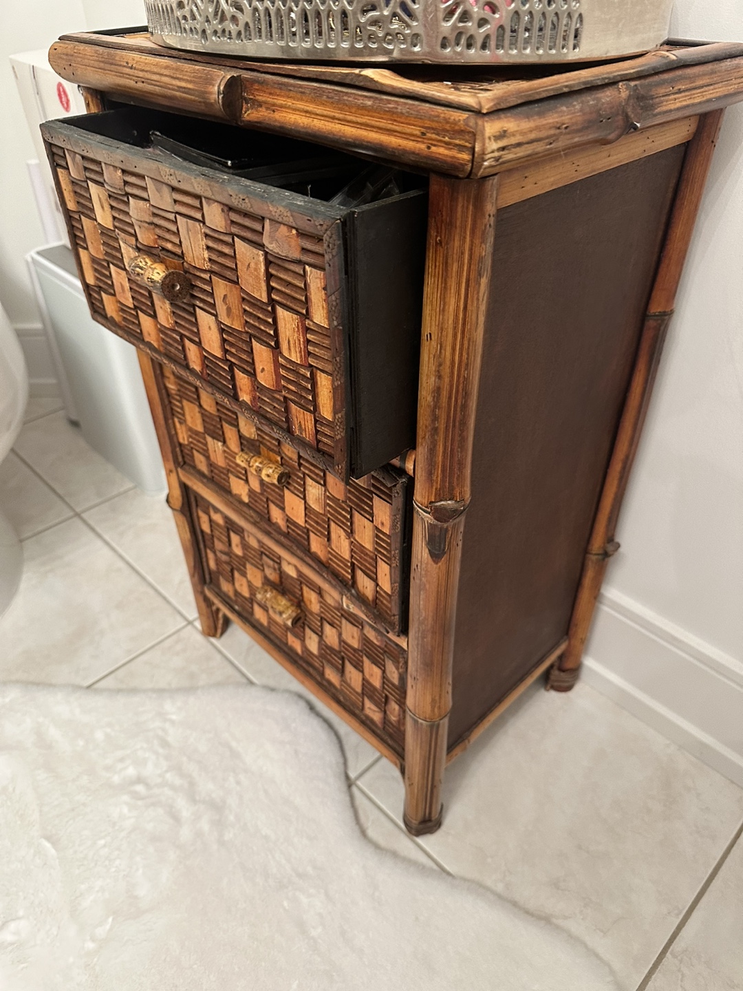Vintage Bamboo Three-Drawer Chest - photo 5